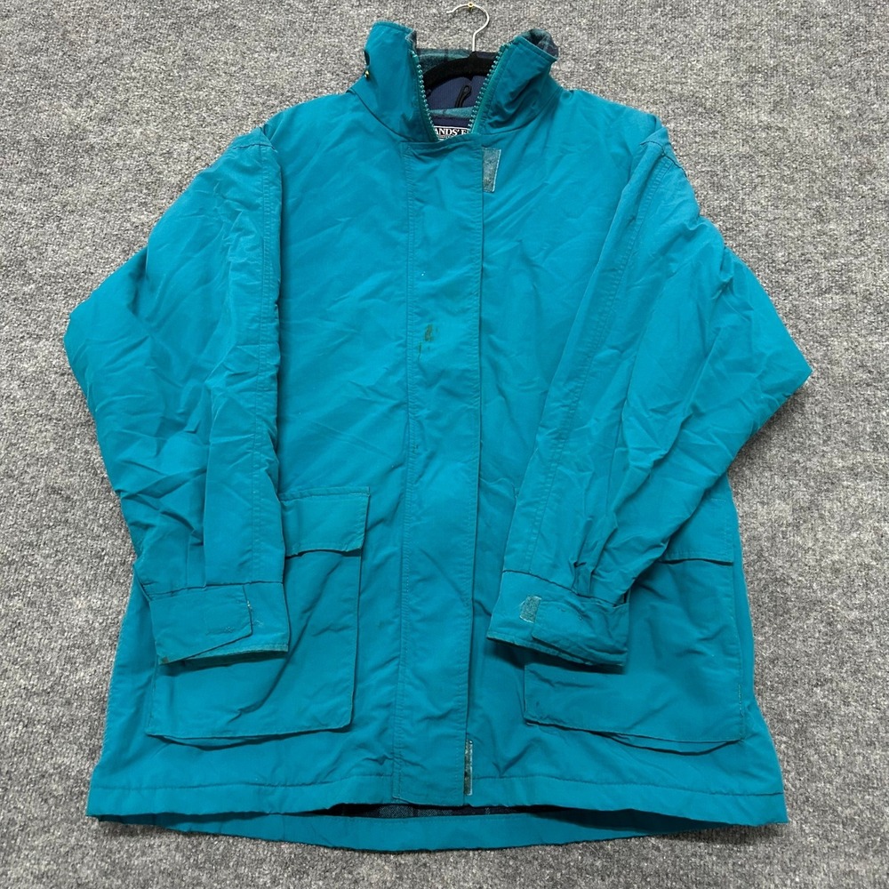 Lands' End Jacket Womens Size L Teal Wool Blend Lining Squall Parka USA Made